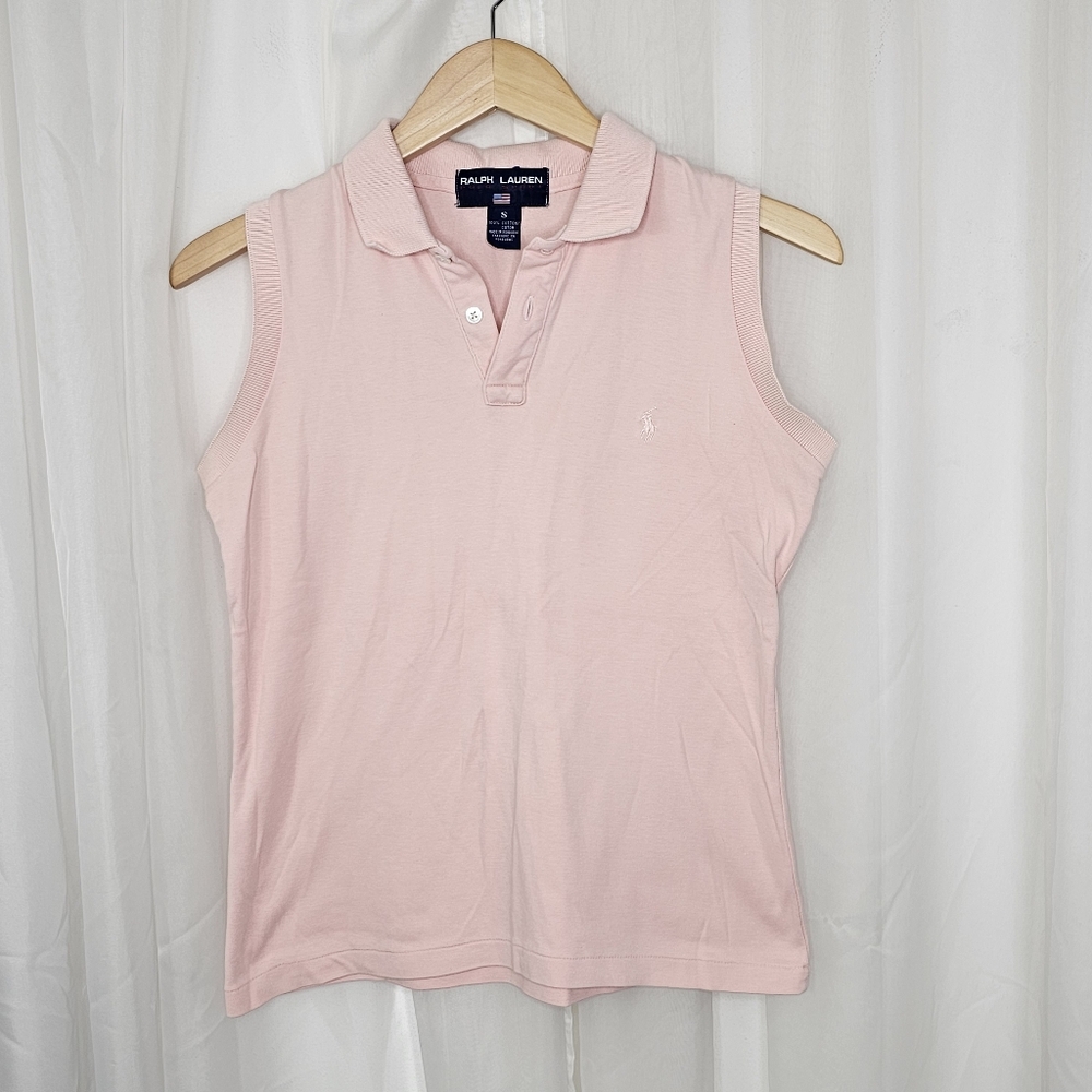 Ralph Lauren Sleeveless Polo Tank Top - Light Pink